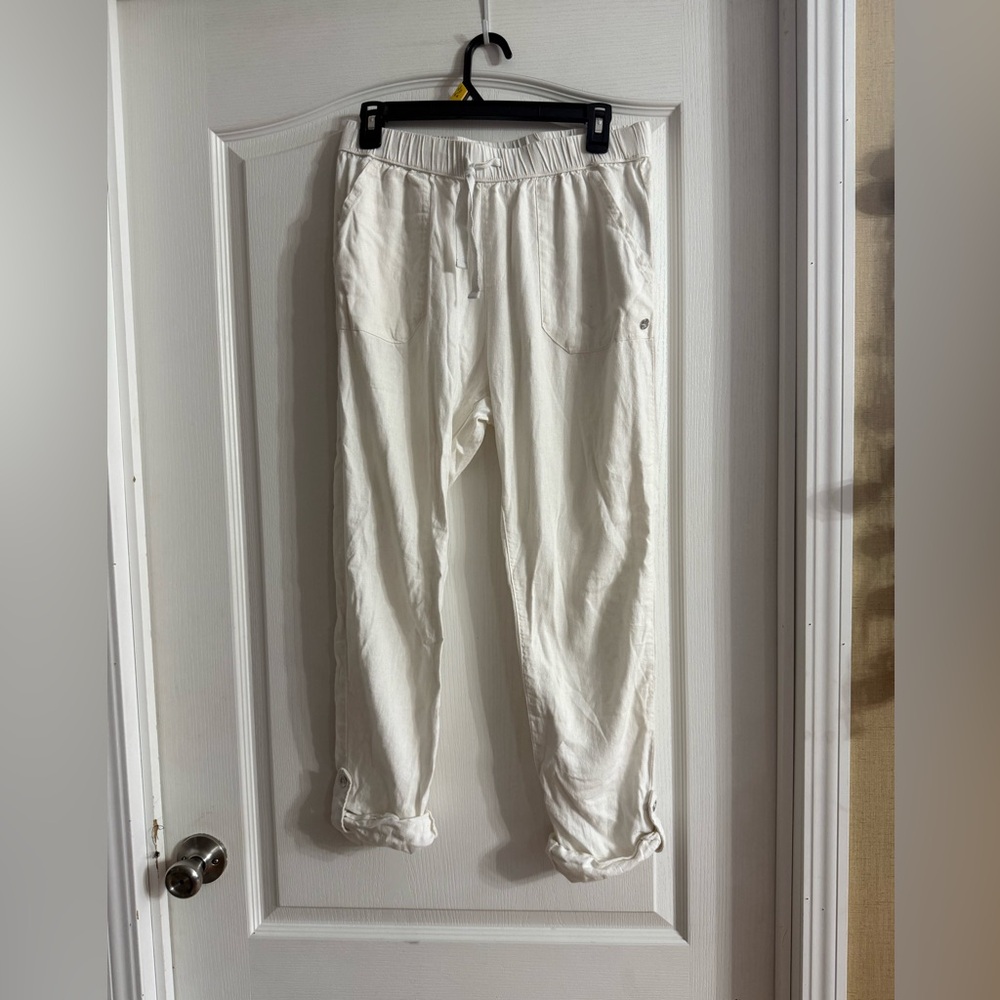 Roxy Women’s White Linen Viscose Pants Sz S. Jan-113